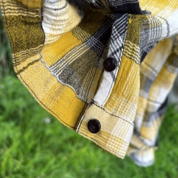 Anthropologie (XS/S) Maeve Checkered All Day Wear Yellow & Black Oversized Shirt - Picture 6 of 8